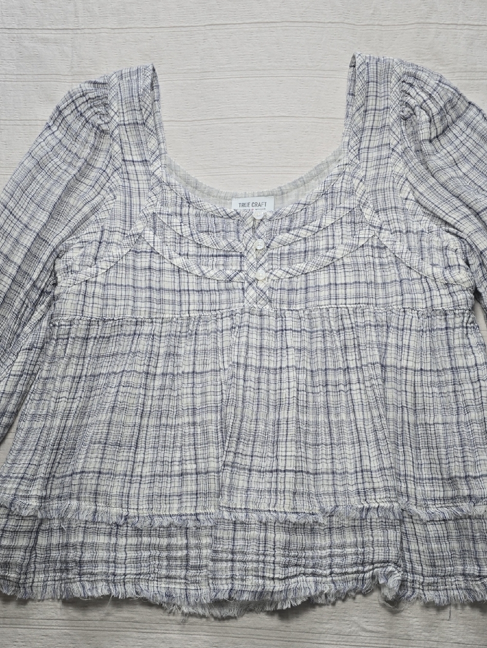 True Craft Boho Crop Peasant Blouse Women's Size Small